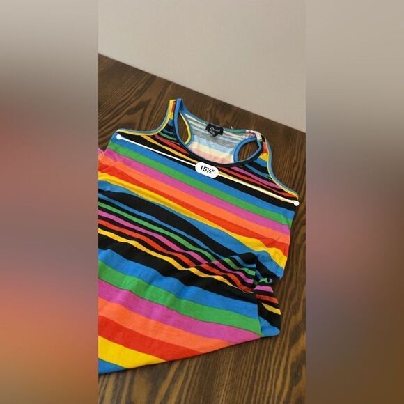 Chesley womens L rainbow striped multicolored maxi dress colorful retro slit EUC - Picture 5 of 14